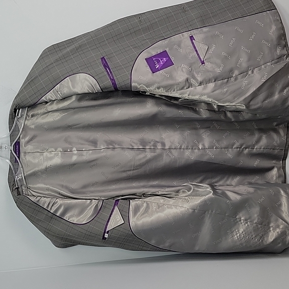 VINCI Italy Gray Plaid Sport Coat Suit Jacket 40L - Picture 2 of 12